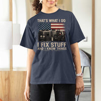 HVAC Technician American Flag T Shirt For Women I Fix Stuff And I Know Things American Flag