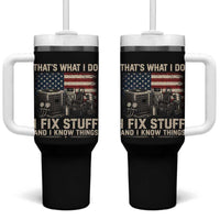 HVAC Technician American Flag Tumbler With Handle I Fix Stuff And I Know Things American Flag