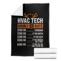 HVAC Tech Hourly Rate Throw Blanket Funny Labor Pricing List Technician Quote Graphic