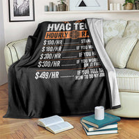 HVAC Tech Hourly Rate Throw Blanket Funny Labor Pricing List Technician Quote Graphic