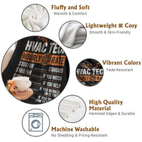 HVAC Tech Hourly Rate Throw Blanket Funny Labor Pricing List Technician Quote Graphic