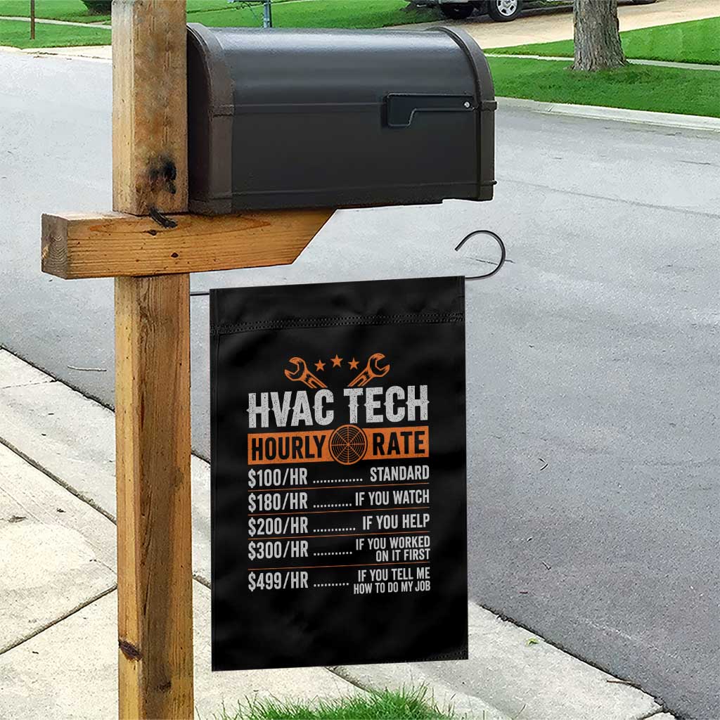 HVAC Tech Hourly Rate Garden Flag Funny Labor Pricing List Technician Quote Graphic