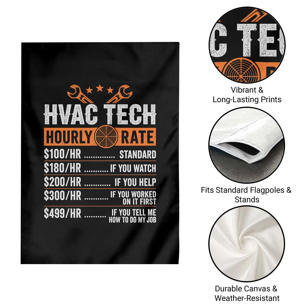HVAC Tech Hourly Rate Garden Flag Funny Labor Pricing List Technician Quote Graphic