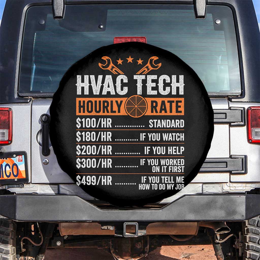 HVAC Tech Hourly Rate Spare Tire Cover Funny Labor Pricing List Technician Quote Graphic