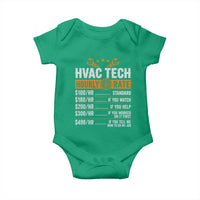HVAC Tech Hourly Rate Baby Onesie Funny Labor Pricing List Technician Quote Graphic