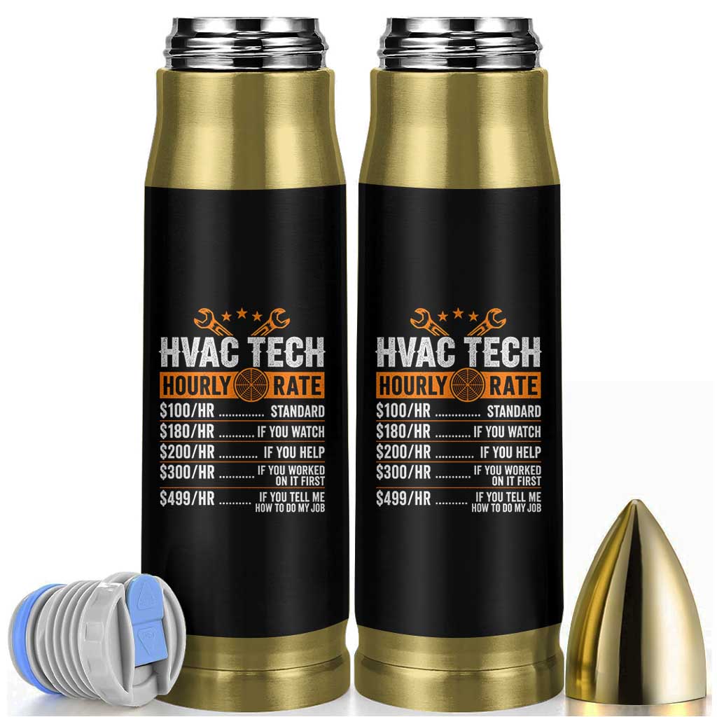 HVAC Tech Hourly Rate Bullet Tumbler Funny Labor Pricing List Technician Quote Graphic