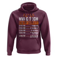 HVAC Tech Hourly Rate Hoodie Funny Labor Pricing List Technician Quote Graphic