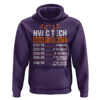 HVAC Tech Hourly Rate Hoodie Funny Labor Pricing List Technician Quote Graphic