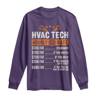 HVAC Tech Hourly Rate Long Sleeve Shirt Funny Labor Pricing List Technician Quote Graphic