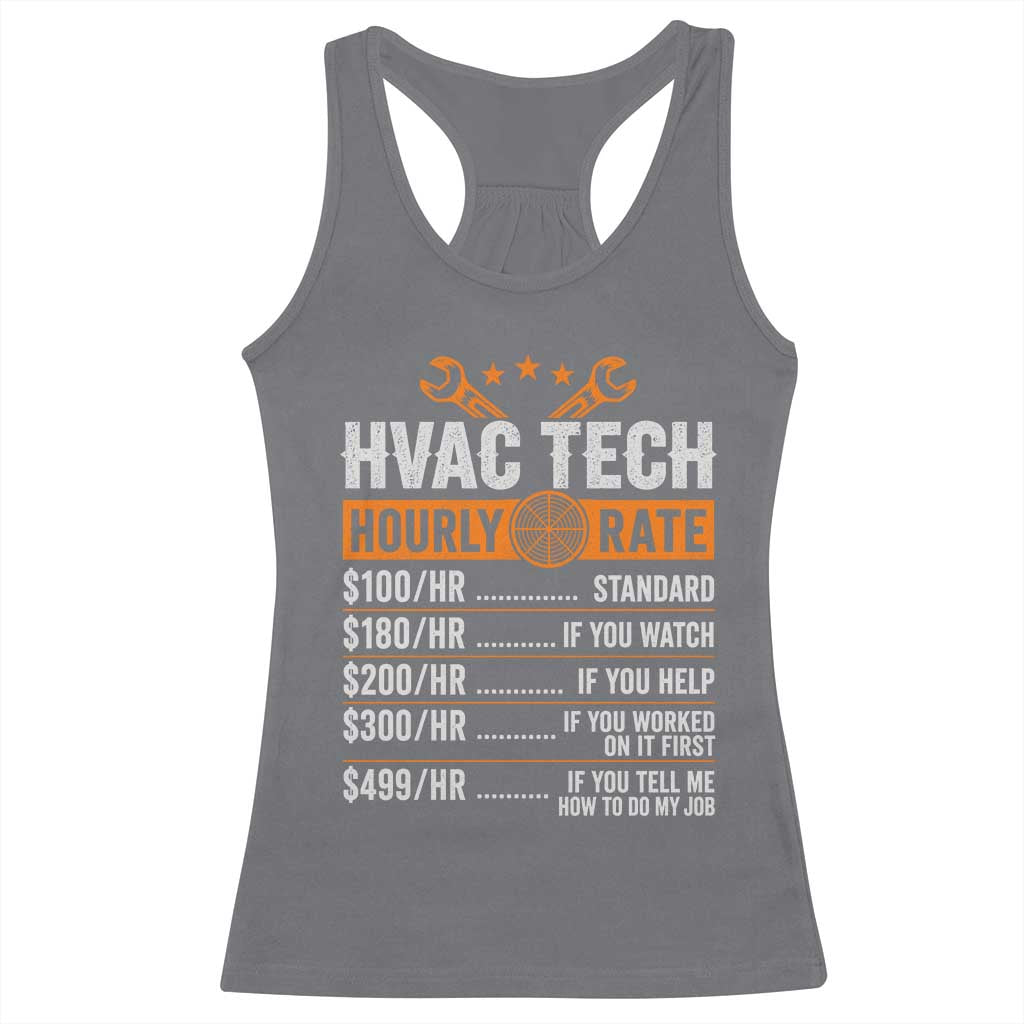HVAC Tech Hourly Rate Racerback Tank Top Funny Labor Pricing List Technician Quote Graphic