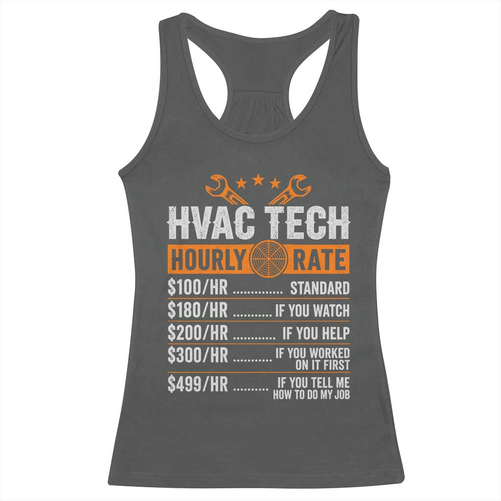 HVAC Tech Hourly Rate Racerback Tank Top Funny Labor Pricing List Technician Quote Graphic