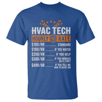 HVAC Tech Hourly Rate T Shirt Funny Labor Pricing List Technician Quote Graphic