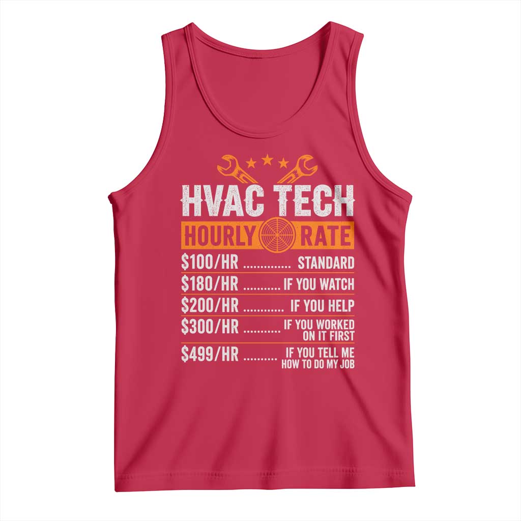 HVAC Tech Hourly Rate Tank Top Funny Labor Pricing List Technician Quote Graphic