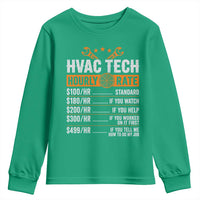 HVAC Tech Hourly Rate Youth Sweatshirt Funny Labor Pricing List Technician Quote Graphic