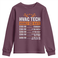 HVAC Tech Hourly Rate Youth Sweatshirt Funny Labor Pricing List Technician Quote Graphic