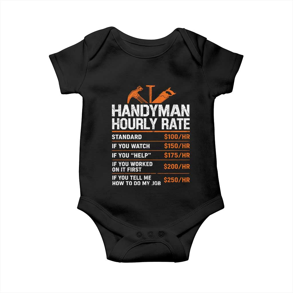 Handyman Hourly Rate Baby Onesie Handyman Gifts Contractor Coworker Gift
