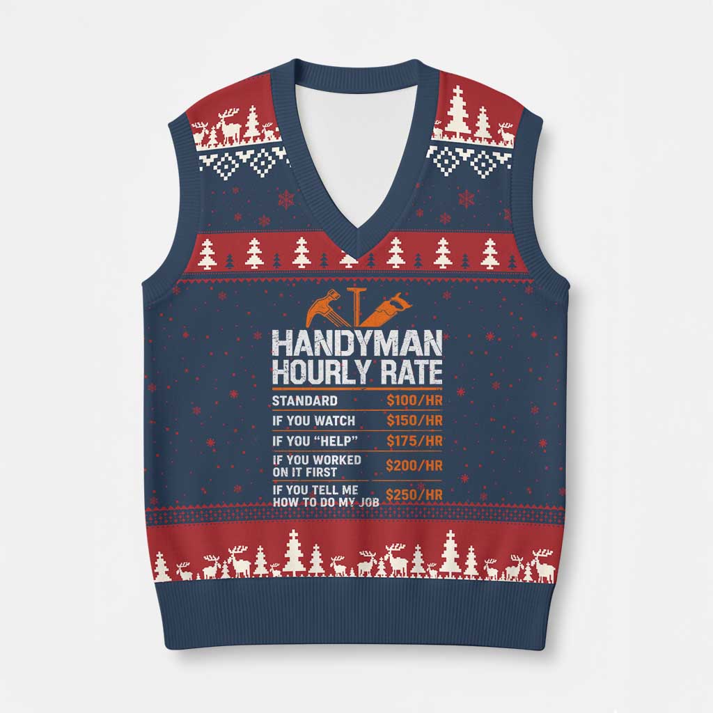 Handyman Hourly Rate V-Neck Knit Sweater Vest Handyman Gifts Contractor Coworker Gift