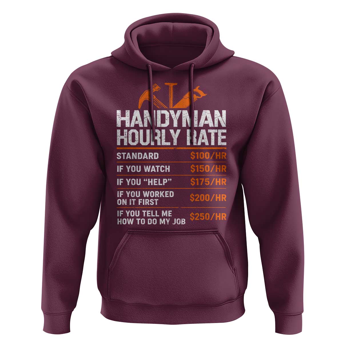Handyman Hourly Rate Hoodie Handyman Gifts Contractor Coworker Gift