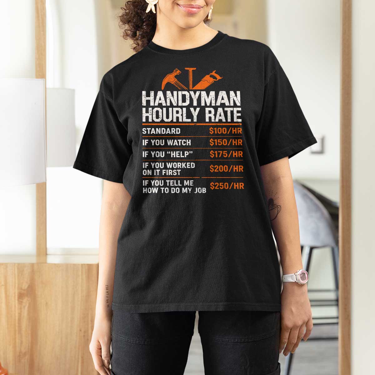 Handyman Hourly Rate T Shirt For Women Handyman Gifts Contractor Coworker Gift