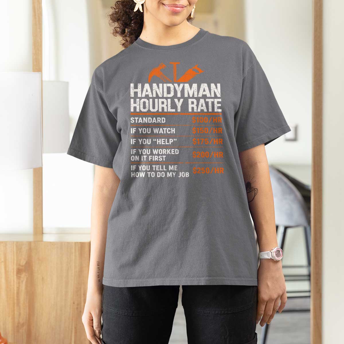 Handyman Hourly Rate T Shirt For Women Handyman Gifts Contractor Coworker Gift