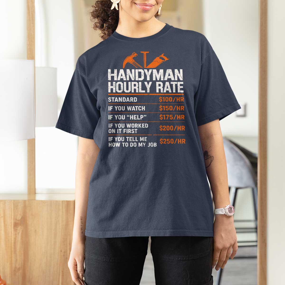 Handyman Hourly Rate T Shirt For Women Handyman Gifts Contractor Coworker Gift