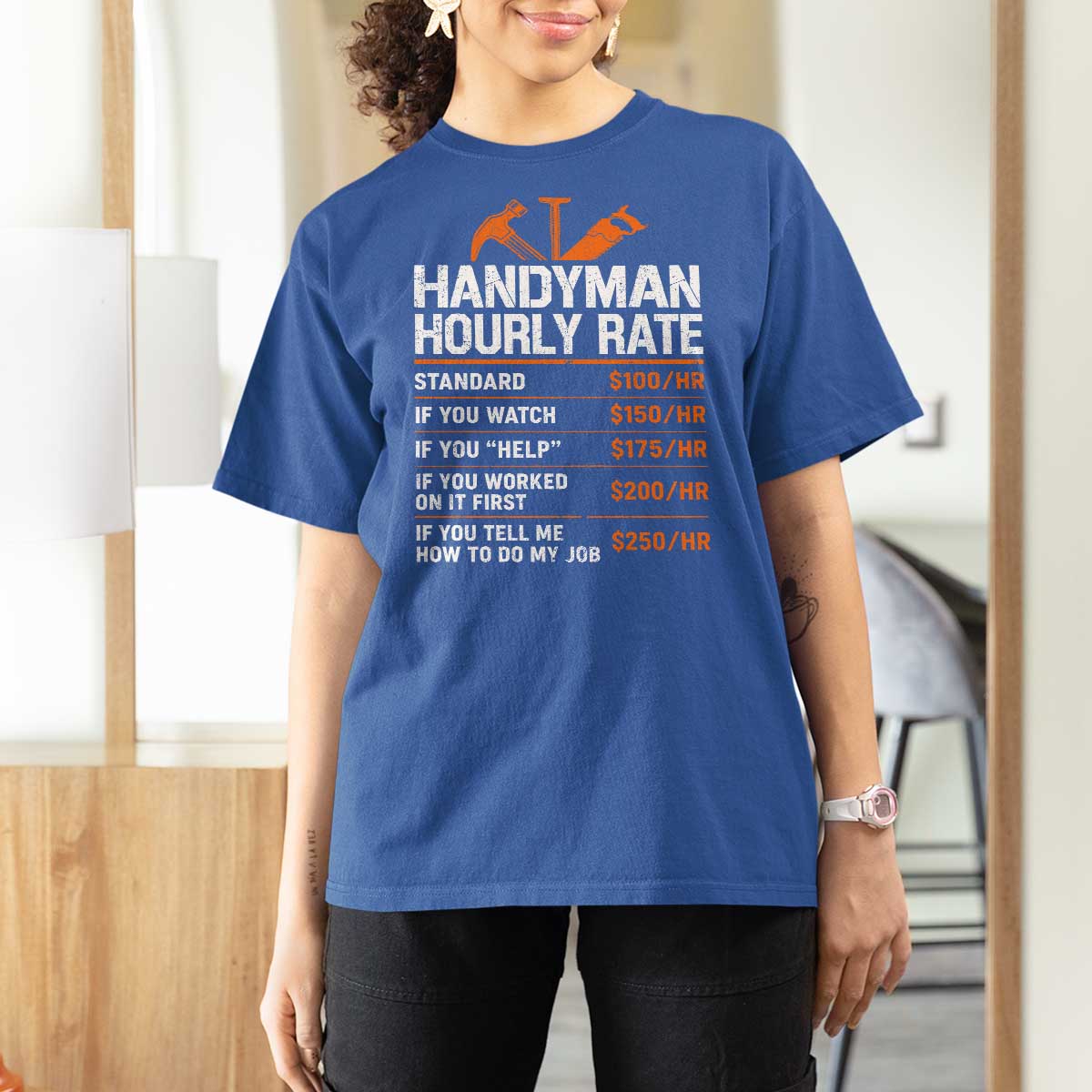 Handyman Hourly Rate T Shirt For Women Handyman Gifts Contractor Coworker Gift