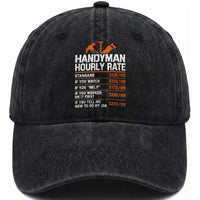 Handyman Hourly Rate Washed Cotton Baseball Cap Handyman Gifts Contractor Coworker Gift