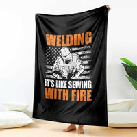Welder Gifts for Men Throw Blanket Welding Its Like Sewing With Fire American Flag