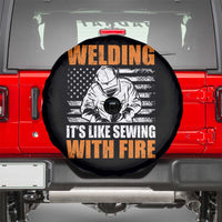 Welder Gifts for Men Spare Tire Cover Welding Its Like Sewing With Fire American Flag