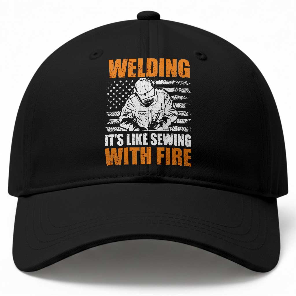 Welder Gifts for Men Baseball Cap Welding Its Like Sewing With Fire American Flag