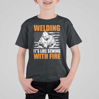Welder Gifts for Men T Shirt For Kid Welding Its Like Sewing With Fire American Flag
