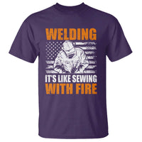 Welder Gifts for Men T Shirt Welding Its Like Sewing With Fire American Flag