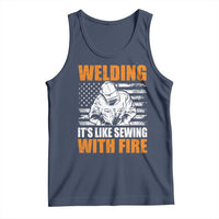 Welder Gifts for Men Tank Top Welding Its Like Sewing With Fire American Flag