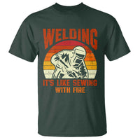 Funny Welder T Shirt Welding It's Like Sewing With Fire Retro Graphic
