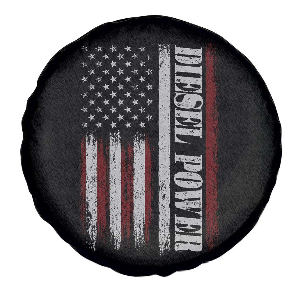 Vintage Distressed Mechanic Trucker Graphic Spare Tire Cover Diesel Power USA Flag