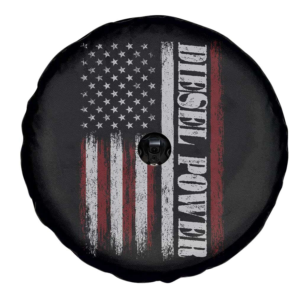 Vintage Distressed Mechanic Trucker Graphic Spare Tire Cover Diesel Power USA Flag