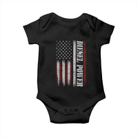 Vintage Distressed Mechanic Trucker Graphic Baby Onesie Diesel Power USA Flag