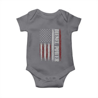 Vintage Distressed Mechanic Trucker Graphic Baby Onesie Diesel Power USA Flag