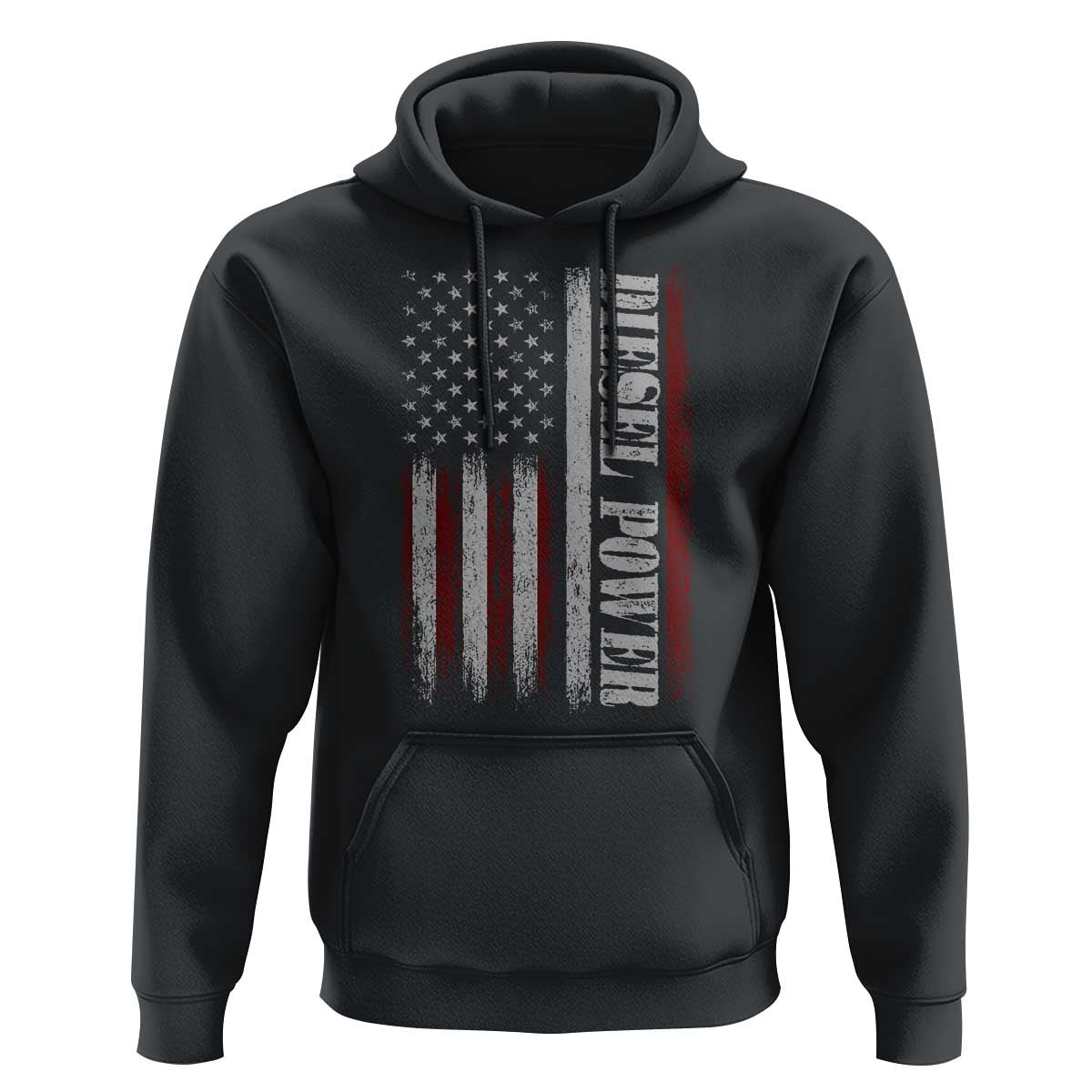 Vintage Distressed Mechanic Trucker Graphic Hoodie Diesel Power USA Flag