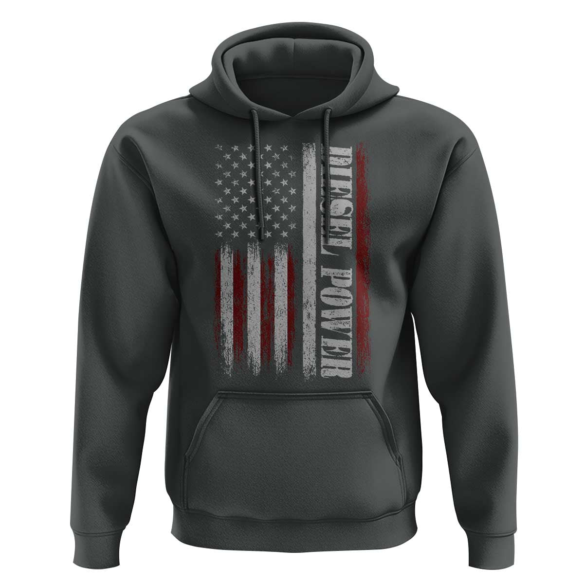 Vintage Distressed Mechanic Trucker Graphic Hoodie Diesel Power USA Flag