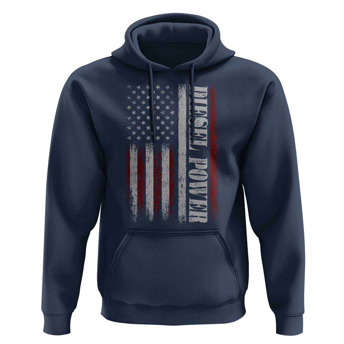 Vintage Distressed Mechanic Trucker Graphic Hoodie Diesel Power USA Flag