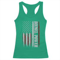 Vintage Distressed Mechanic Trucker Graphic Racerback Tank Top Diesel Power USA Flag
