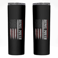 Vintage Distressed Mechanic Trucker Graphic Skinny Tumbler Diesel Power USA Flag