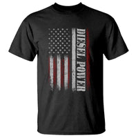 Vintage Distressed Mechanic Trucker Graphic T Shirt Diesel Power USA Flag
