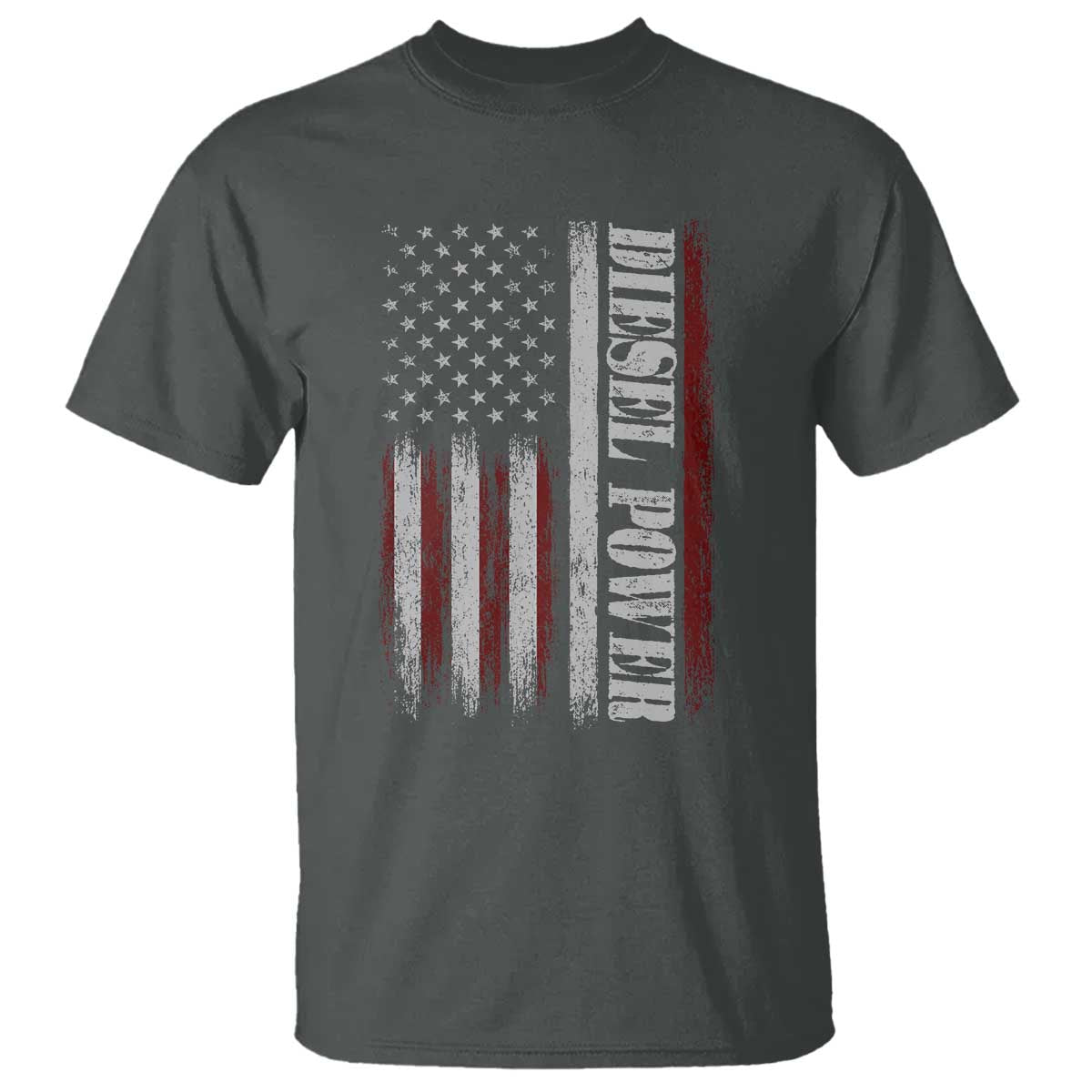 Vintage Distressed Mechanic Trucker Graphic T Shirt Diesel Power USA Flag