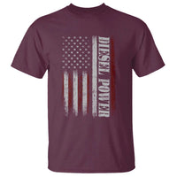 Vintage Distressed Mechanic Trucker Graphic T Shirt Diesel Power USA Flag