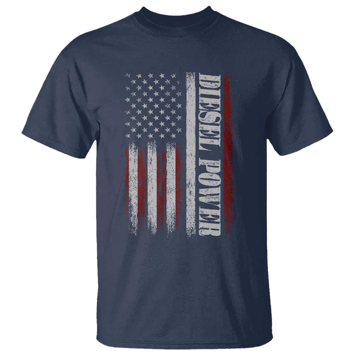 Vintage Distressed Mechanic Trucker Graphic T Shirt Diesel Power USA Flag