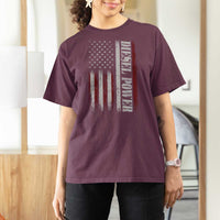 Vintage Distressed Mechanic Trucker Graphic T Shirt For Women Diesel Power USA Flag