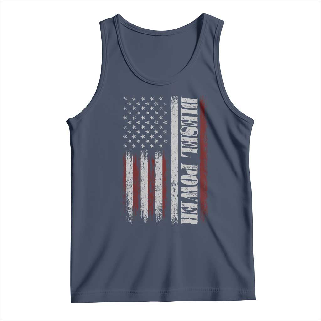 Vintage Distressed Mechanic Trucker Graphic Tank Top Diesel Power USA Flag
