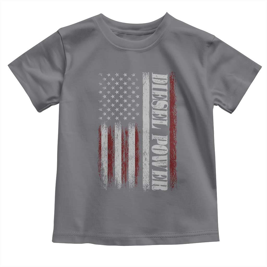 Vintage Distressed Mechanic Trucker Graphic Toddler T Shirt Diesel Power USA Flag